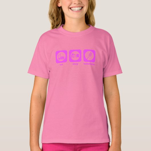 Eet. Slaap. Badminton. T-Shirt (Voorkant)