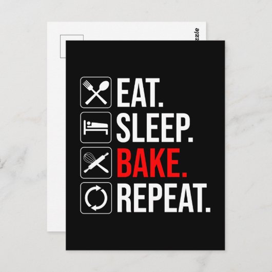 Eet. Slaap. Bak. Herhaal Briefkaart (Voorkant / Achterkant)