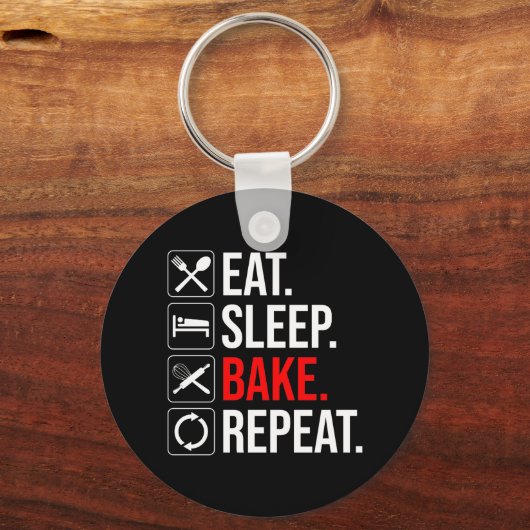 Eet. Slaap. Bak. Herhaal Sleutelhanger (Achterkant)