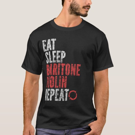 Eet Slaap Bariton viool Herhalen T-shirt (Voorkant)