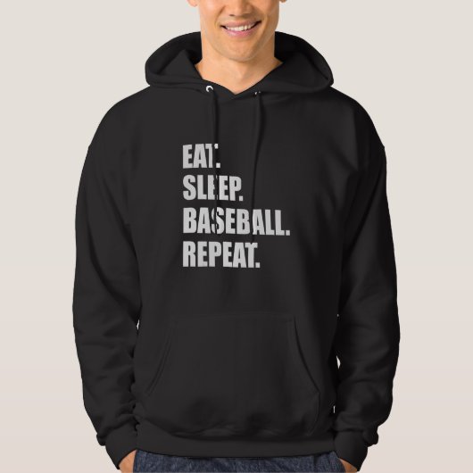 Eet. Slaap. Baseball. Herhaal. Funny Baseball Hoodie (Voorkant)