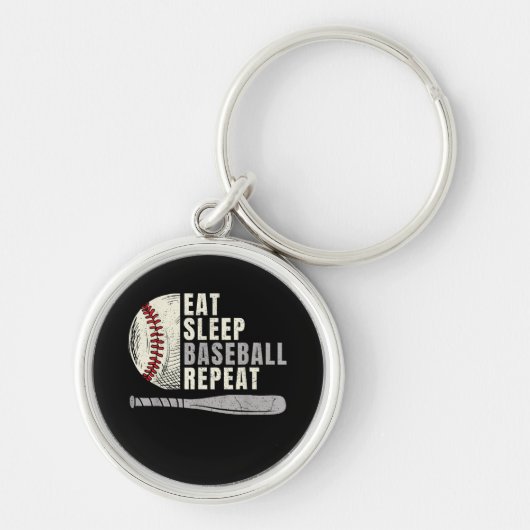 Eet Slaap Baseball Herhaal Grappige Baseball Spele Sleutelhanger (Voorkant)