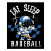 Eet Slaap Baseball Speler Grappig Baseball Perfect Poster (Voorkant)
