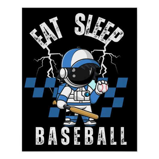 Eet Slaap Baseball Speler Grappig Baseball Perfect Poster (Voorkant)