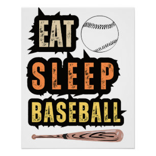 Eet Slaap Baseball Speler Grappig Baseball Perfect Poster