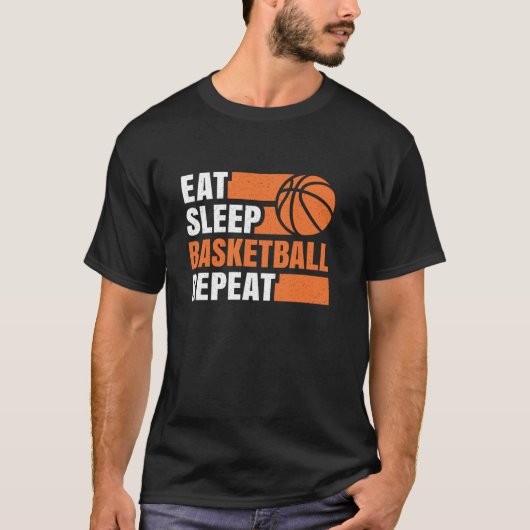 Eet Slaap Basketbal Herhaal Basketbal Speler Manne T-shirt (Voorkant)