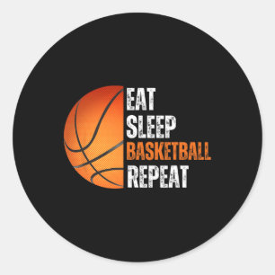 Eet Slaap Basketbal Herhaal cadeau voor Basketbal  Ronde Sticker