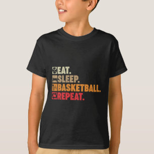 Eet Slaap Basketbal Herhaal Jongen Meisje Basketba T-shirt