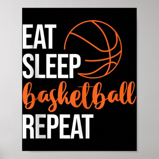Eet Slaap Basketbal Herhaal Leuke Sport Motivatie  Poster (Voorkant)