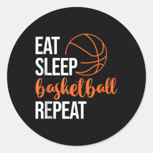Eet Slaap Basketbal Herhaal Leuke Sport Motivatie Ronde Sticker