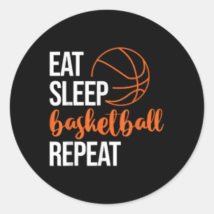 Eet Slaap Basketbal Herhaal Leuke Sport Motivatie Ronde Sticker