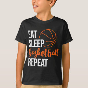 Eet Slaap Basketbal Herhaal Leuke Sport Motivatie T-shirt