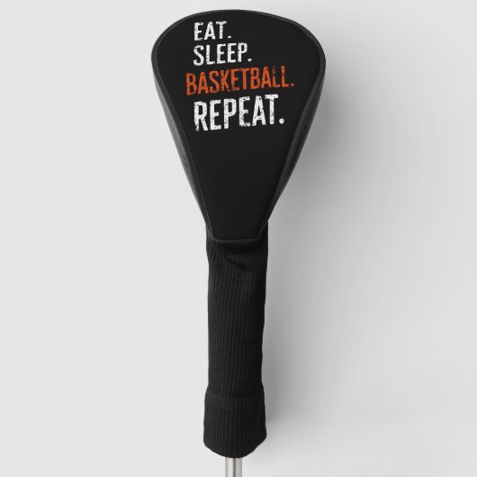 Eet Slaap Basketbal Herhaal Retro Golfheadcover (Voorkant)