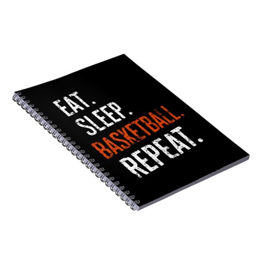 Eet Slaap Basketbal Herhaal Retro Notitieboek (Rechterzijde)