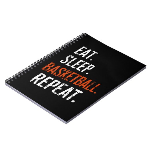 Eet Slaap Basketbal Herhaal Retro Notitieboek (Linkerzijde)