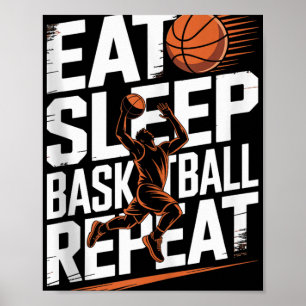 Eet Slaap Basketbal Herhaal, Speler, Jongens, Meis Poster