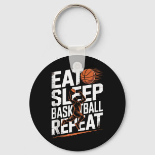 Eet Slaap Basketbal Herhaal, Speler, Jongens, Meis Sleutelhanger