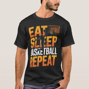 Eet Slaap Basketbal Herhaal Speler Jongens Meisjes T-shirt