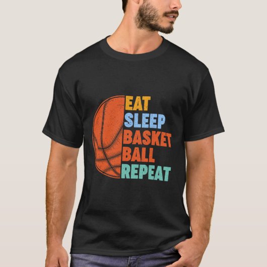 Eet Slaap Basketbal Herhaal voor Mannen Tiener Jon T-shirt (Voorkant)