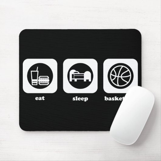 Eet. Slaap. Basketbal. Mousepad Muismat (Met muis)