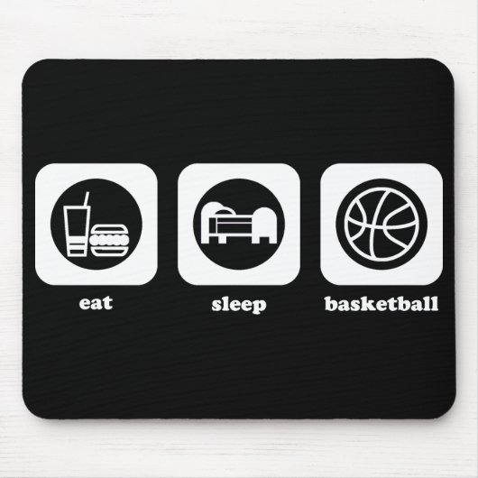 Eet. Slaap. Basketbal. Mousepad Muismat (Voorkant)