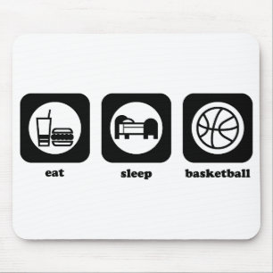 Eet. Slaap. Basketbal. Mousepad Muismat