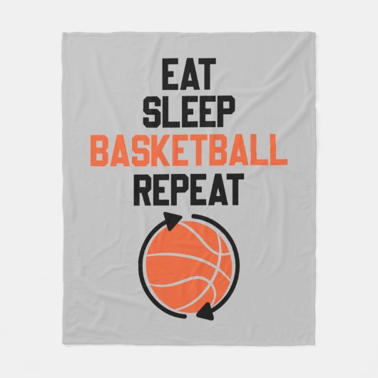 Eet slaap basketbal sport herhalen fleece deken (Voorkant)
