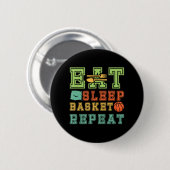 Eet. Slaap. Basketball. Herhaal. Basketball Youths Ronde Button 5,7 Cm (Voorkant /achterkant)