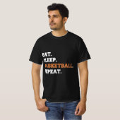 Eet. Slaap. Basketball. Herhalen. t Fun quote hoop T-shirt (Voorkant volledig)