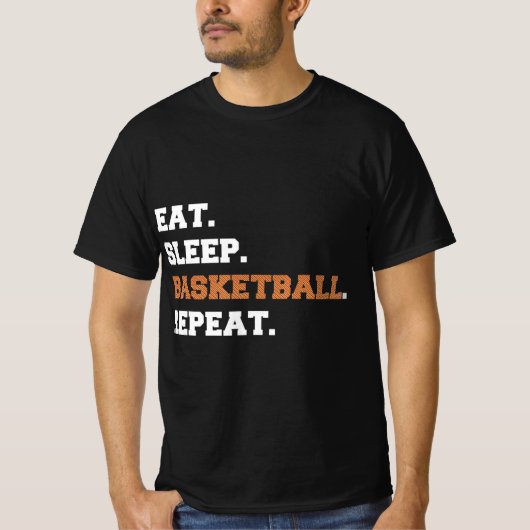 Eet. Slaap. Basketball. Herhalen. t Fun quote hoop T-shirt (Voorkant)