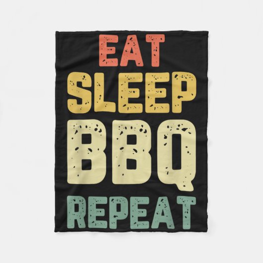 Eet Slaap BBQ Herhaal Barbecue Barbeque Fun Fleece Deken (Voorkant)