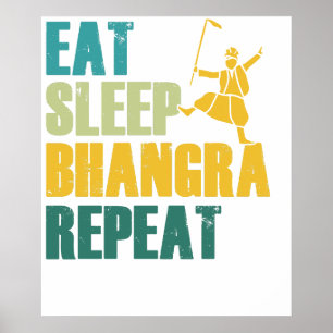 Eet Slaap Bhangra Herhaal Grappige Dansende Punjab Poster