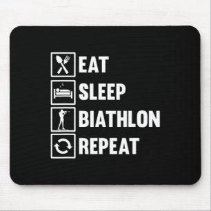 Eet Slaap Biatlon Herhaal Motief voor een Biatleet Muismat