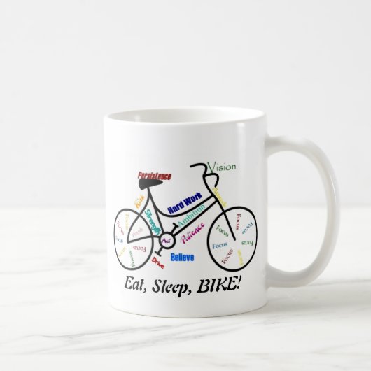 Eet, Slaap, BIKE! Fun Motivatie Words for Biker Koffiemok (Rechts)