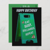 Eet slaap biljart herhaal plastic bord groen briefkaart (Voorkant / Achterkant)