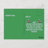 Eet slaap biljart herhaal plastic bord groen briefkaart (Achterkant)