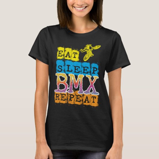 Eet Slaap BMX Herhaal I Downhill I Kinderen BMX T-shirt (Voorkant)
