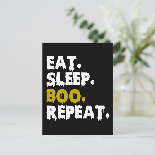 Eet Slaap Boe Herhaal - Grappig Halloween 2022 Briefkaart (Staand voorkant)