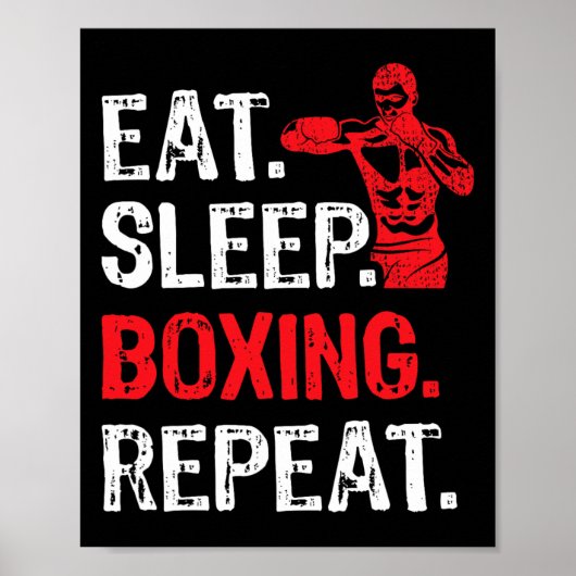 Eet Slaap Boksen Herhaal Boksen Speler Grappig Poster (Voorkant)