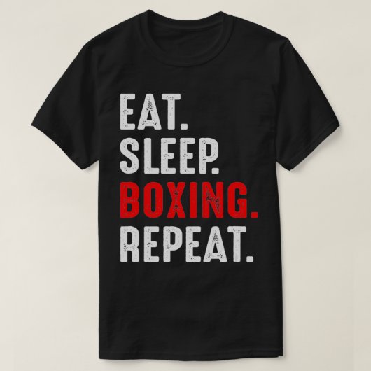 Eet Slaap Boksen Herhaal Grappige Boxer T-shirt (Design voorkant)