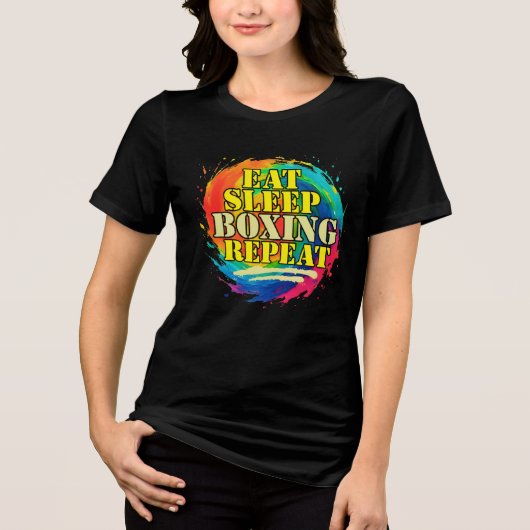eet slaap boksen herhaal Tri-Blend shirt (Voorkant)