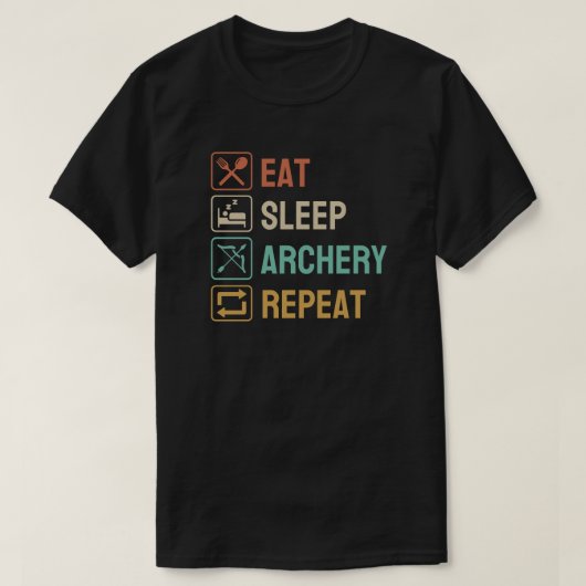 Eet Slaap Boogschieten Herhaal | Grappig boogschie T-shirt (Design voorkant)