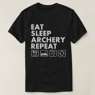 Eet slaap boogschieten Herhaal grappig boogschiete T-shirt