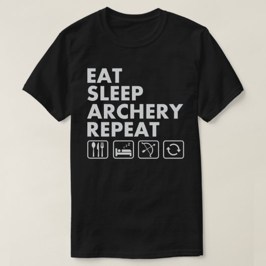 Eet slaap boogschieten Herhaal grappig boogschiete T-shirt (Design voorkant)