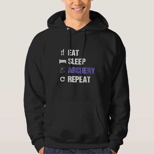 Eet Slaap Boogschieten Herhaal Grappige Boogschiet Hoodie (Voorkant)