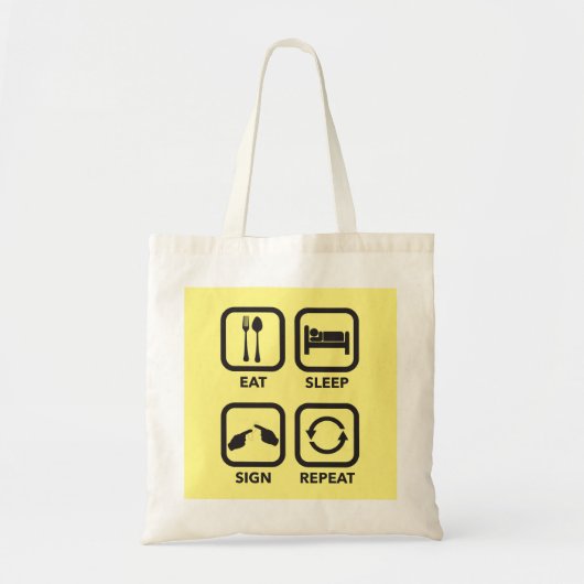 Eet. Slaap. Bordjee. Herhaal. ASL-canvas tas (Voorkant)
