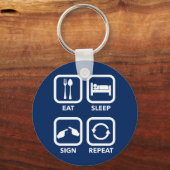 Eet. Slaap. Bordjee. Herhaal. ASL-sleutelhanger. Sleutelhanger (Voorkant)