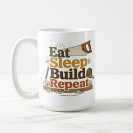 Eet Slaap Bouw Herhaal Houtbewerking Mok