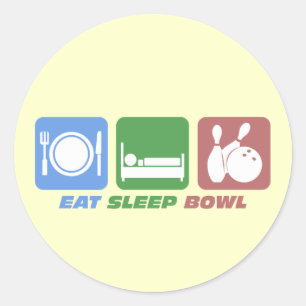 Eet slaap bowlen ronde sticker