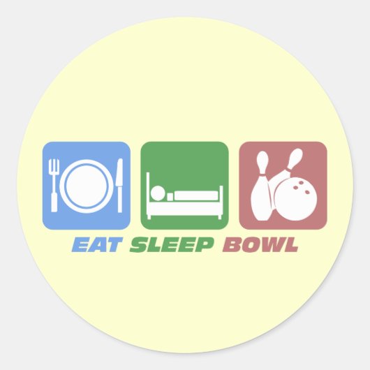 Eet slaap bowlen ronde sticker (Voorkant)